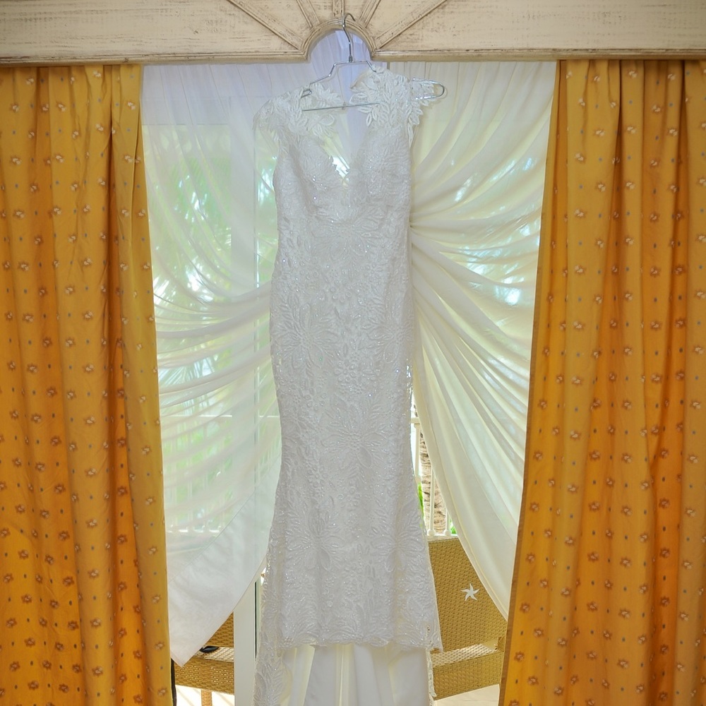 Wedding gown with veil